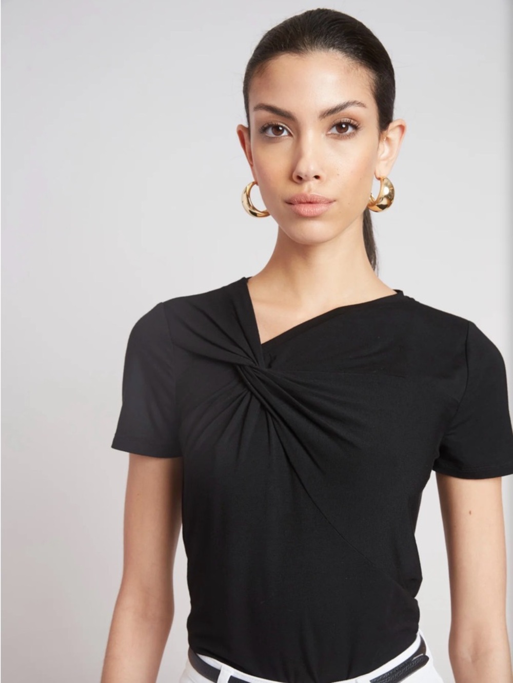 Elie Tahari Asymmetric Knot T- Shirt Blue 👕 - Picture 6 of 6